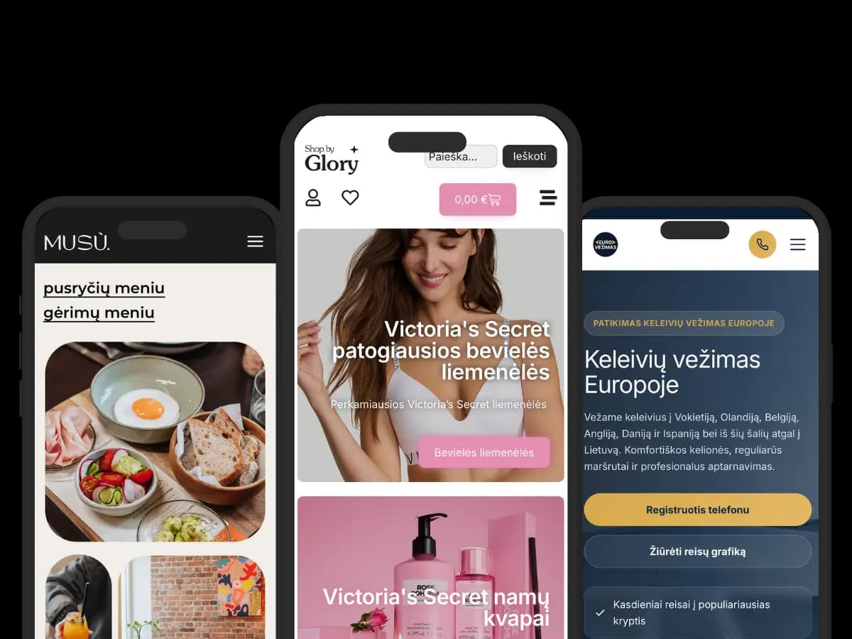 Mobile versions of websites created by Gurskis