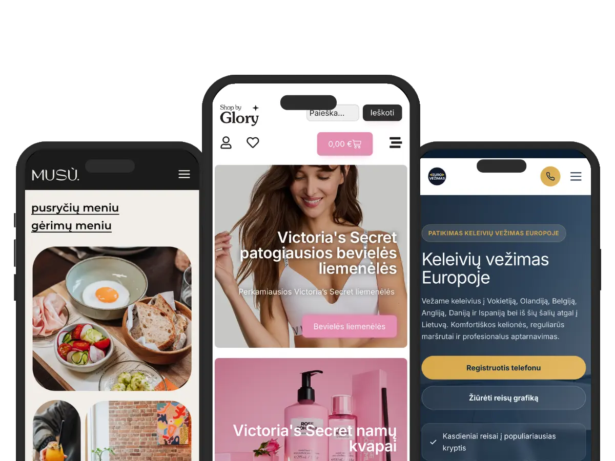 Mobile versions of websites created by Gurskis