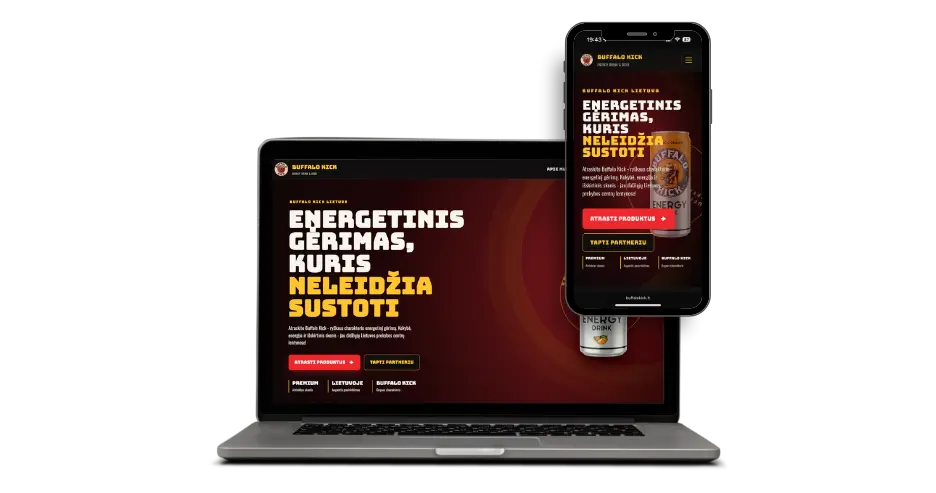 Buffalo Kick Lietuva energy drink website