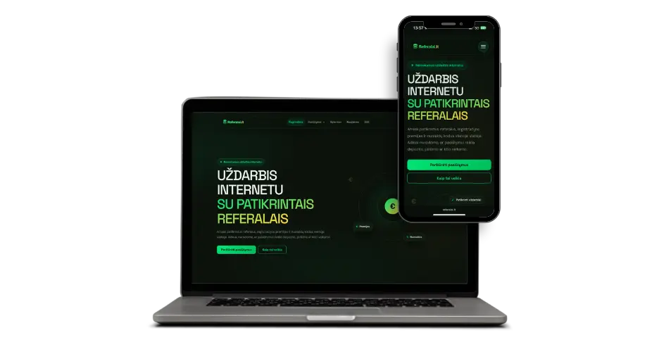 Referalai.lt website